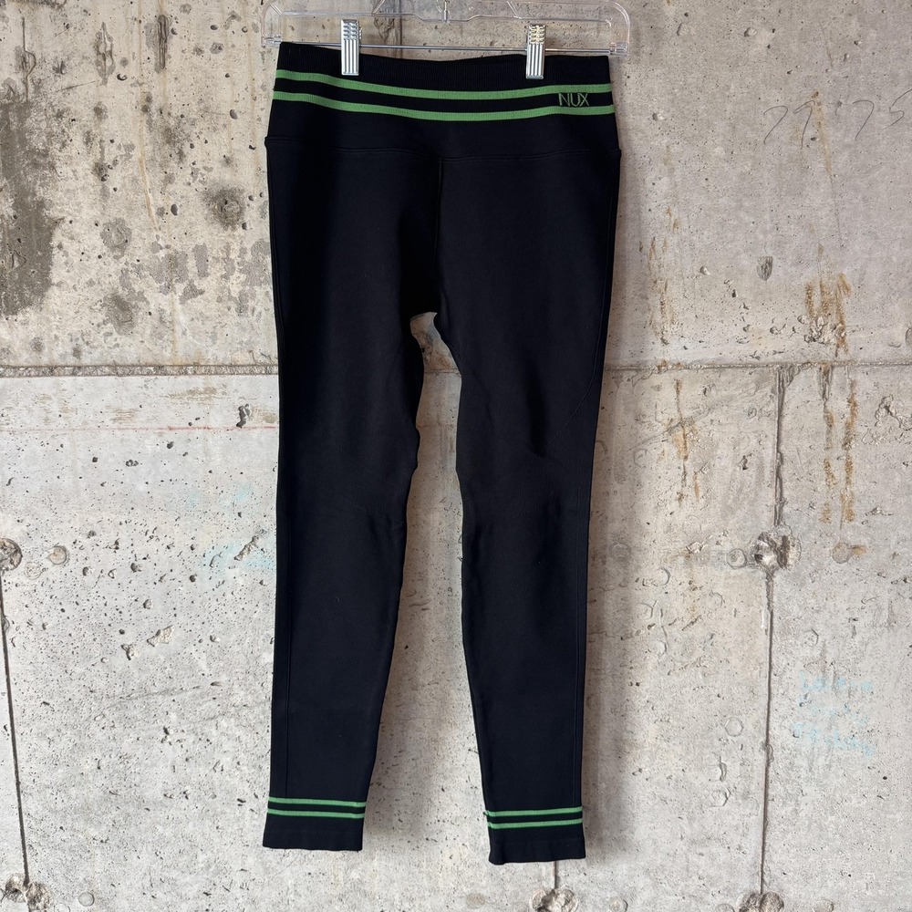 NUX Leggings Womens M/L‎ Black Stripe Seamless Ankle High Rise Yoga Athletic